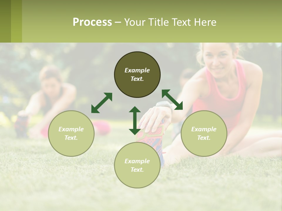 A Group Of Women Doing Stretching Exercises In A Park PowerPoint Template