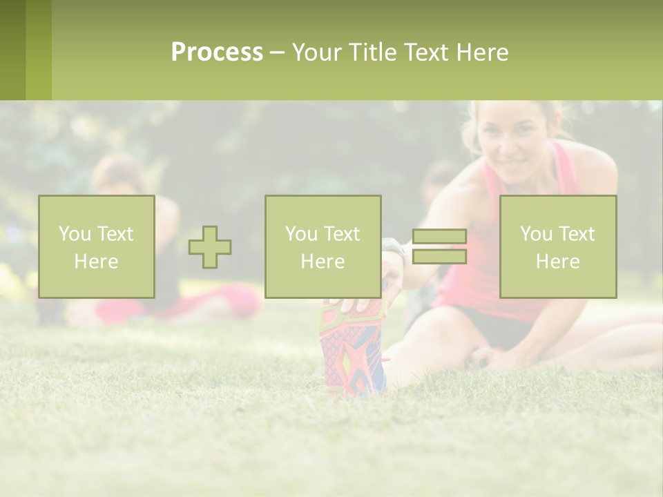 A Group Of Women Doing Stretching Exercises In A Park PowerPoint Template