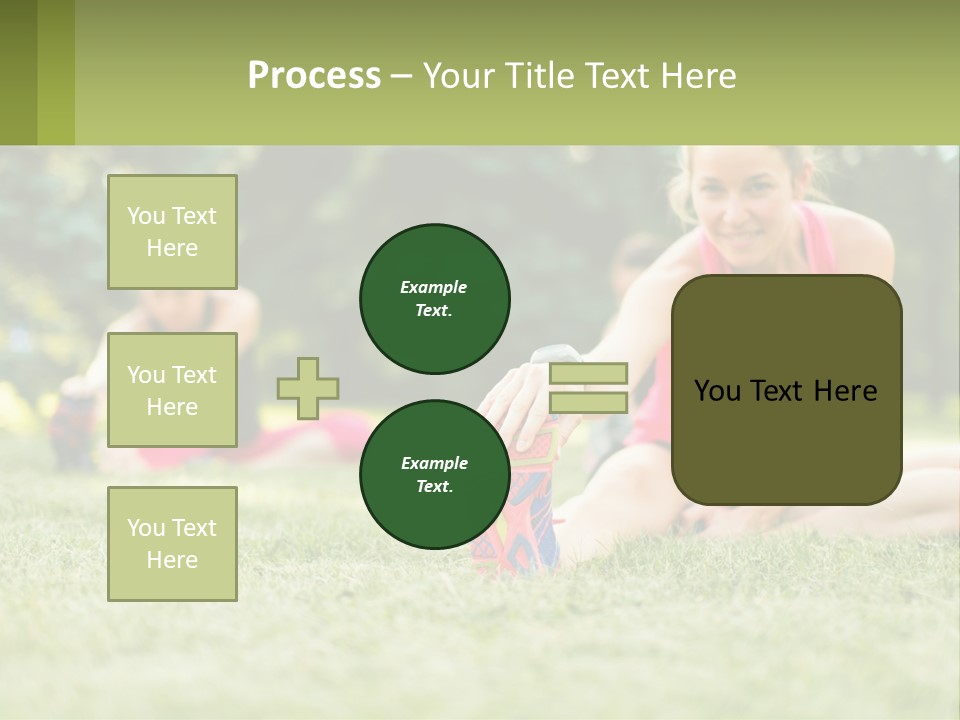 A Group Of Women Doing Stretching Exercises In A Park PowerPoint Template