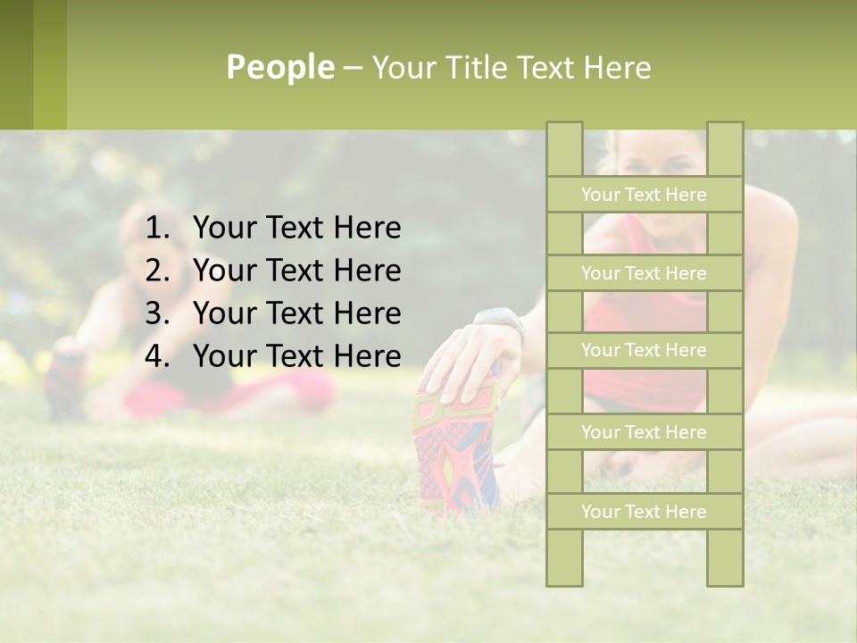 A Group Of Women Doing Stretching Exercises In A Park PowerPoint Template