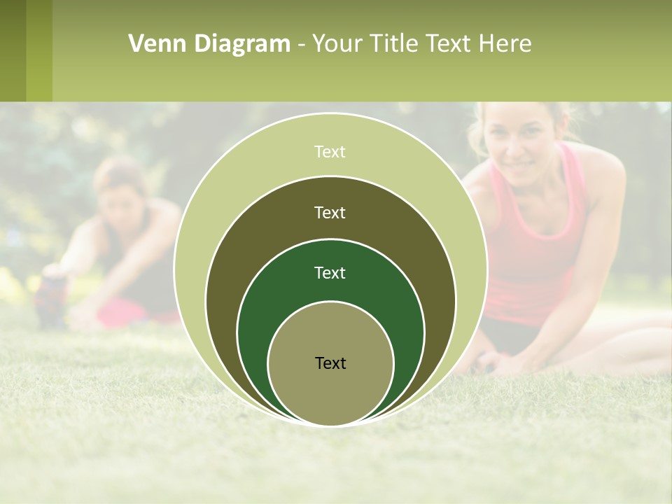 A Group Of Women Doing Stretching Exercises In A Park PowerPoint Template