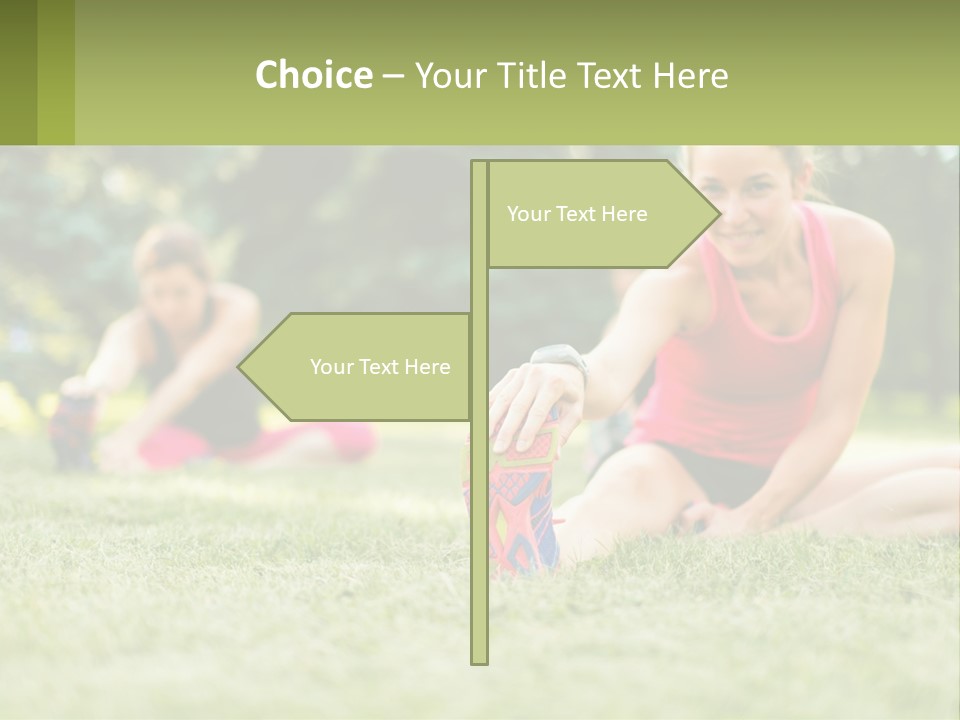 A Group Of Women Doing Stretching Exercises In A Park PowerPoint Template