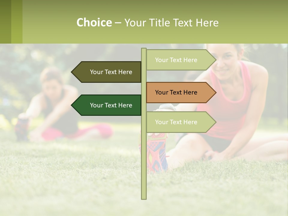 A Group Of Women Doing Stretching Exercises In A Park PowerPoint Template