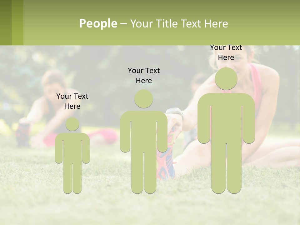 A Group Of Women Doing Stretching Exercises In A Park PowerPoint Template