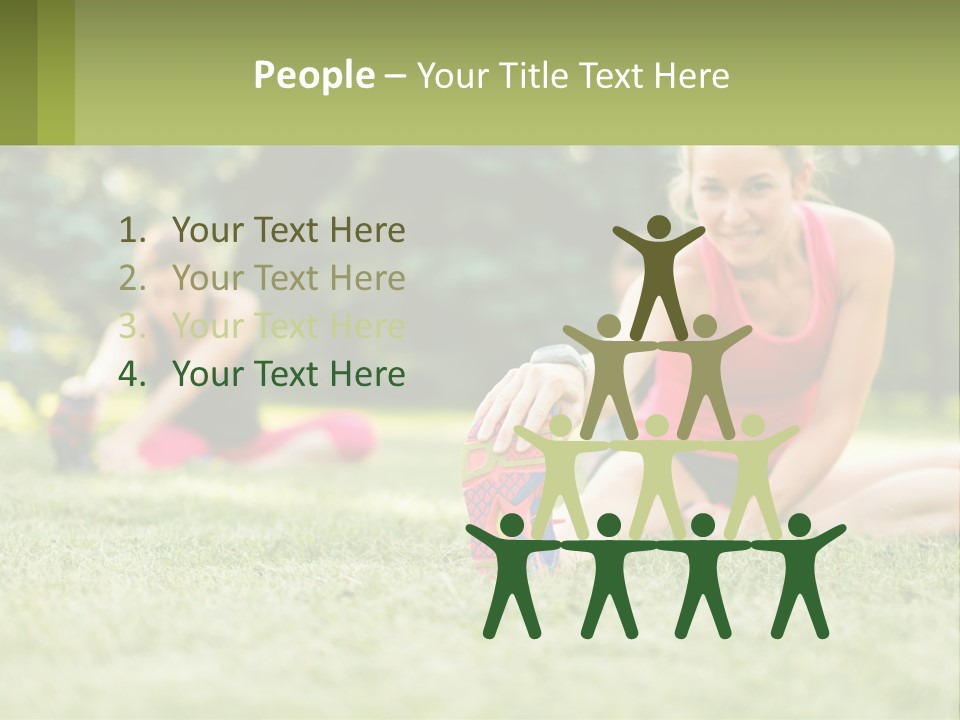 A Group Of Women Doing Stretching Exercises In A Park PowerPoint Template