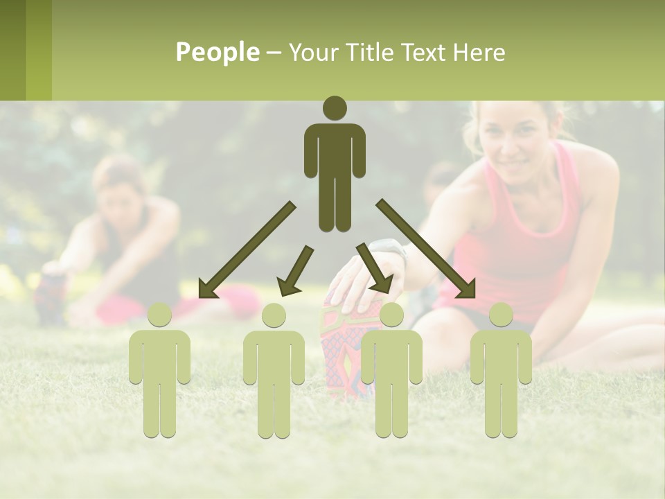 A Group Of Women Doing Stretching Exercises In A Park PowerPoint Template
