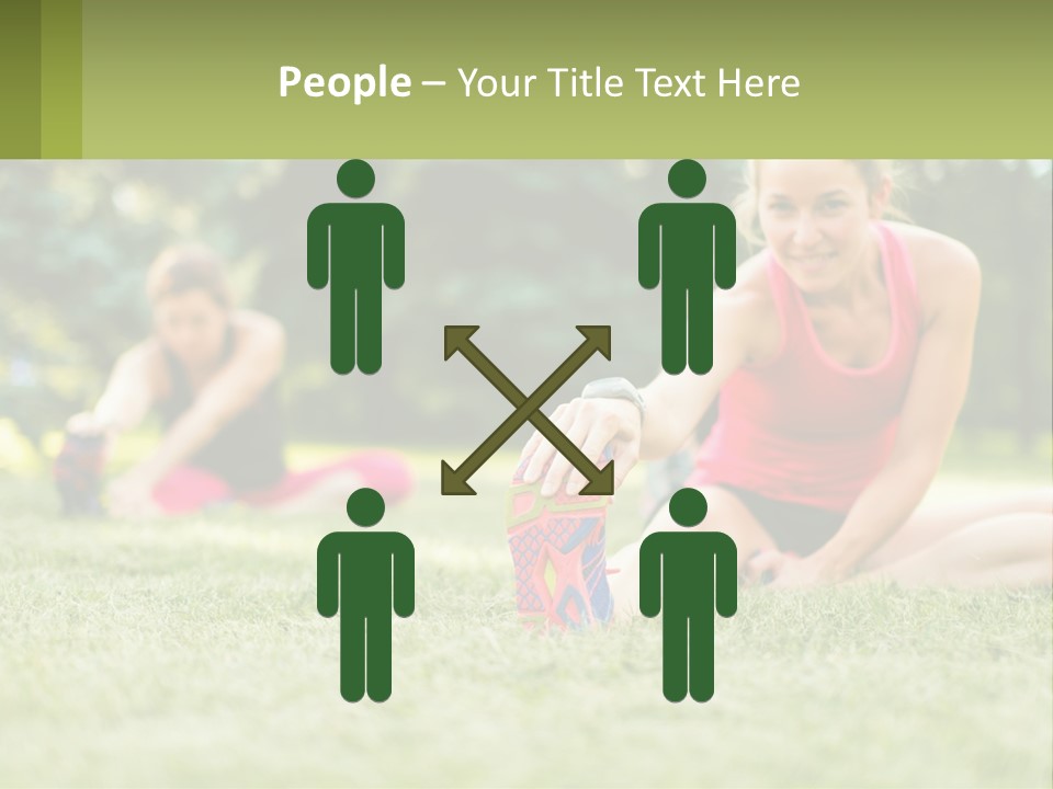 A Group Of Women Doing Stretching Exercises In A Park PowerPoint Template