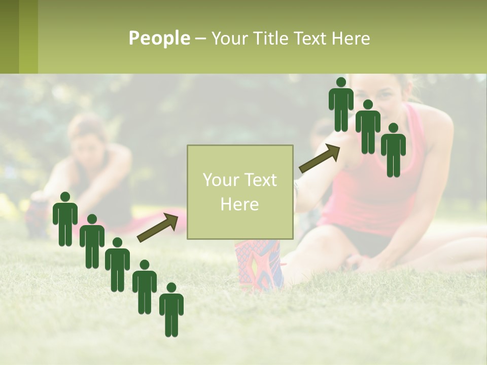 A Group Of Women Doing Stretching Exercises In A Park PowerPoint Template