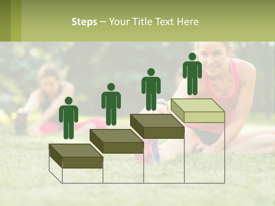 A Group Of Women Doing Stretching Exercises In A Park PowerPoint Template