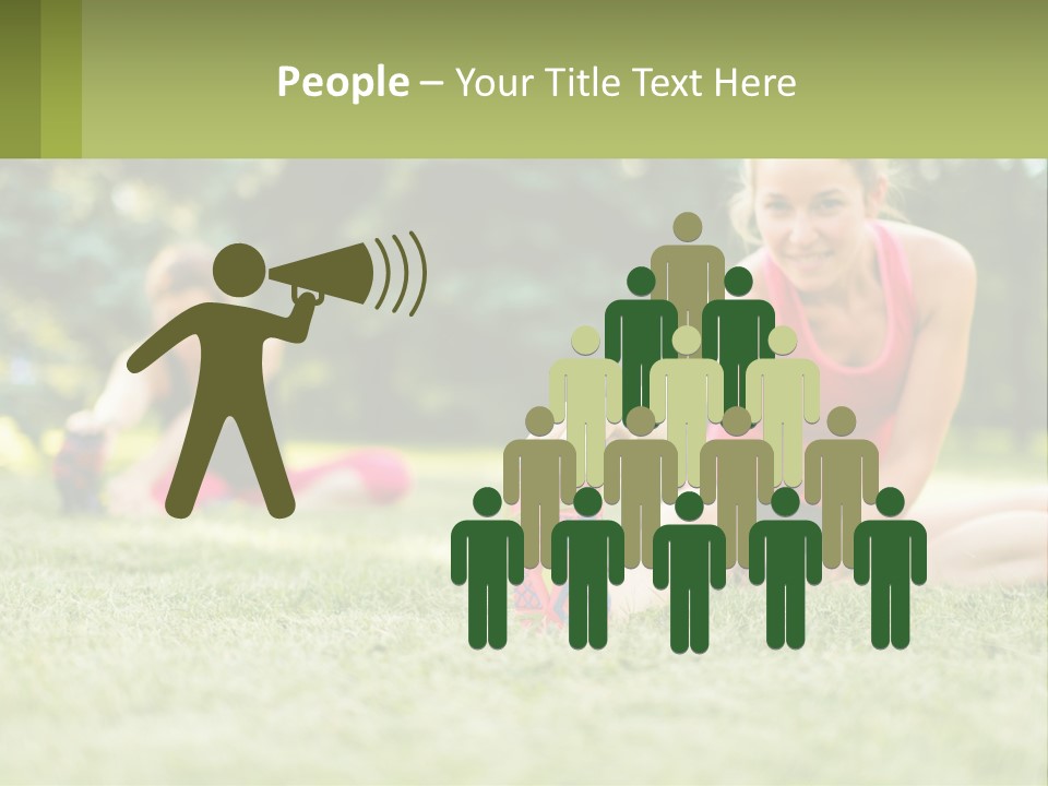 A Group Of Women Doing Stretching Exercises In A Park PowerPoint Template