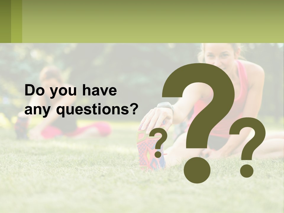 A Group Of Women Doing Stretching Exercises In A Park PowerPoint Template