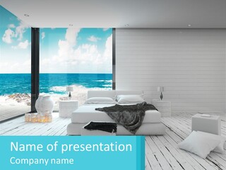A Bedroom With A View Of The Ocean PowerPoint Template