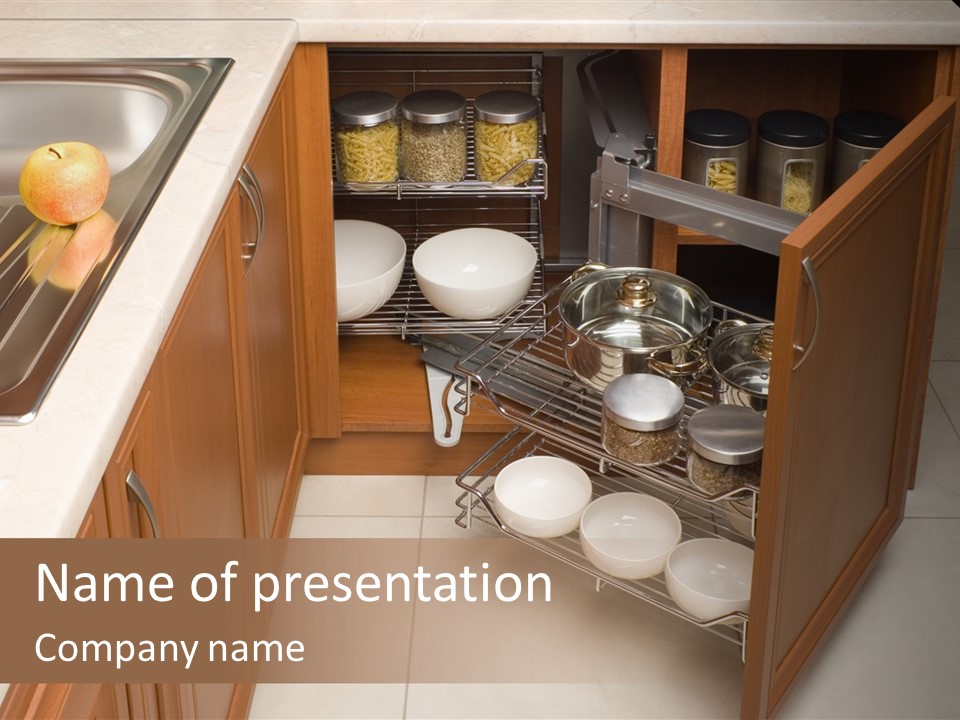 A Kitchen With A Sink And A Dish Rack PowerPoint Template
