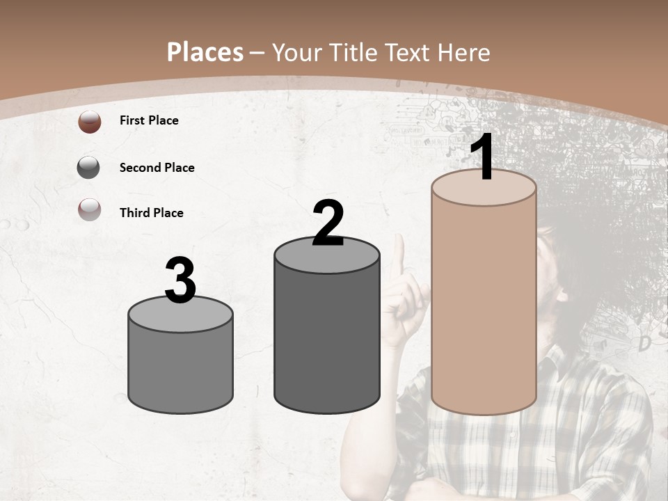 A Man With His Head In The Air Pointing At Something PowerPoint Template