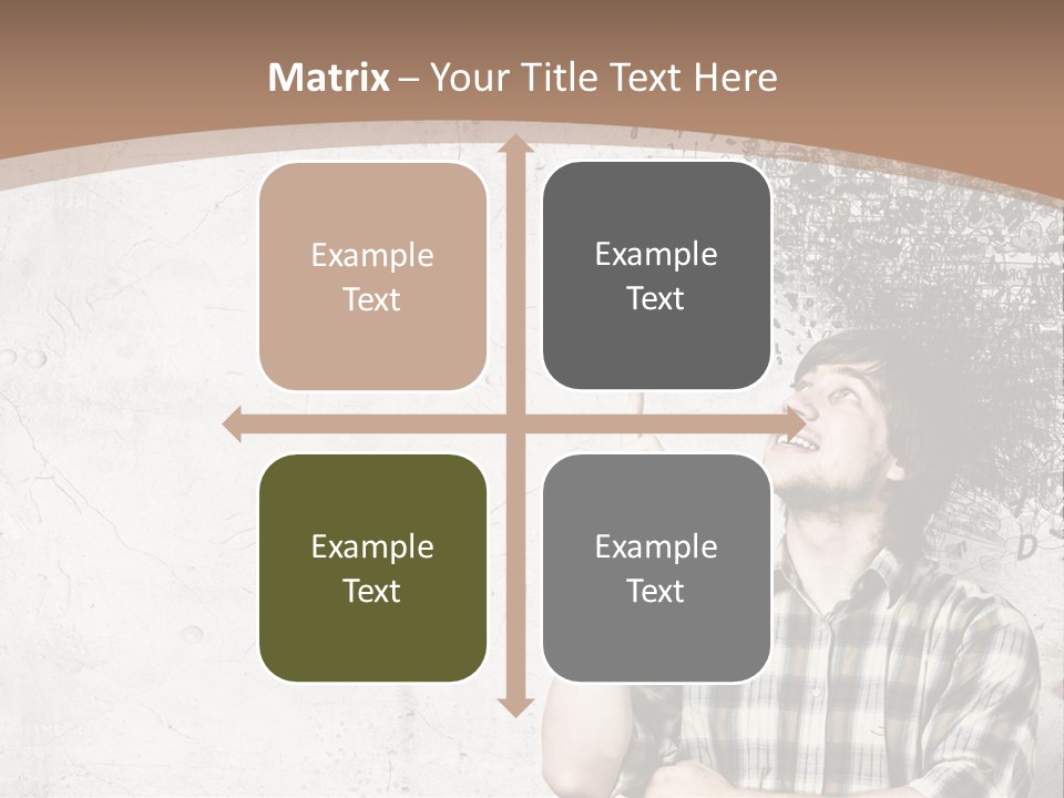 A Man With His Head In The Air Pointing At Something PowerPoint Template