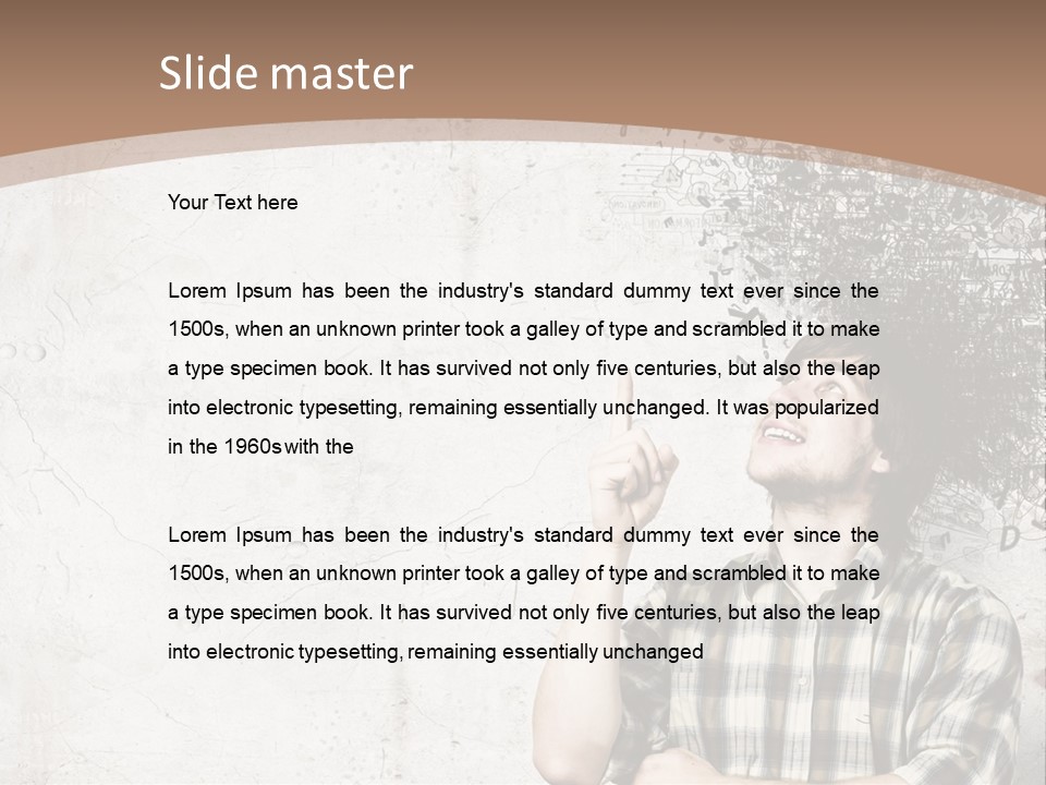 A Man With His Head In The Air Pointing At Something PowerPoint Template