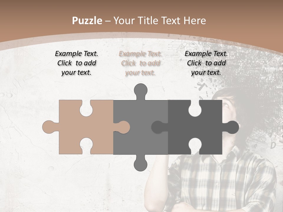 A Man With His Head In The Air Pointing At Something PowerPoint Template