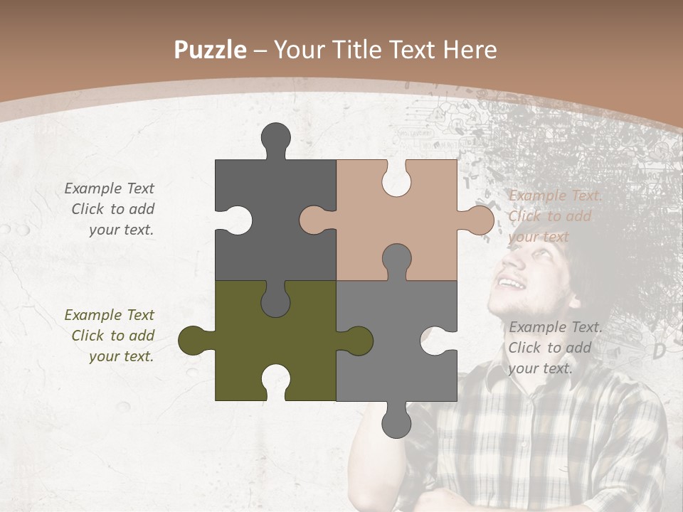 A Man With His Head In The Air Pointing At Something PowerPoint Template