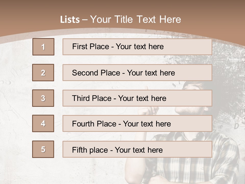 A Man With His Head In The Air Pointing At Something PowerPoint Template