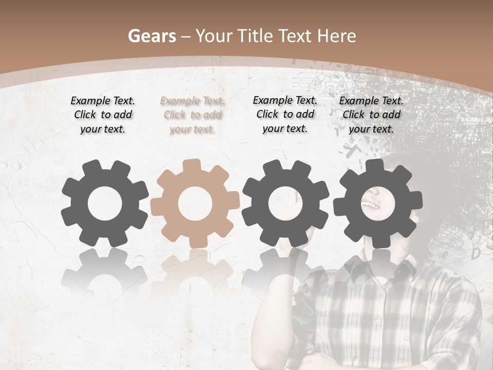 A Man With His Head In The Air Pointing At Something PowerPoint Template