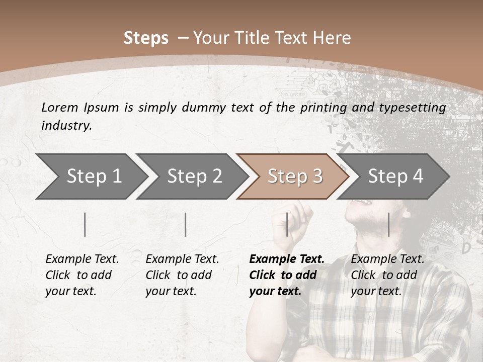A Man With His Head In The Air Pointing At Something PowerPoint Template