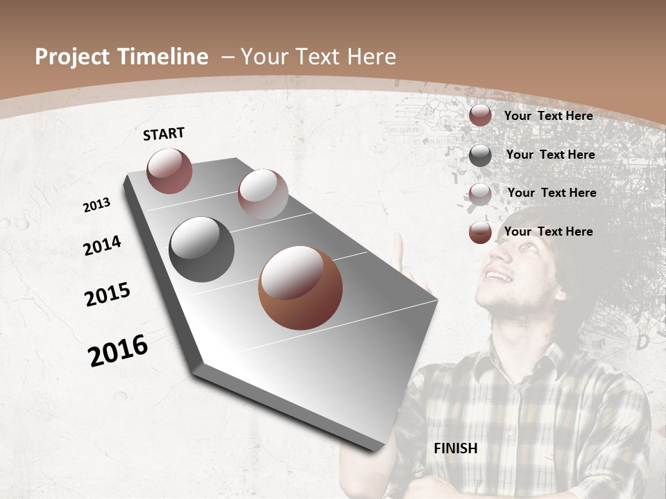 A Man With His Head In The Air Pointing At Something PowerPoint Template