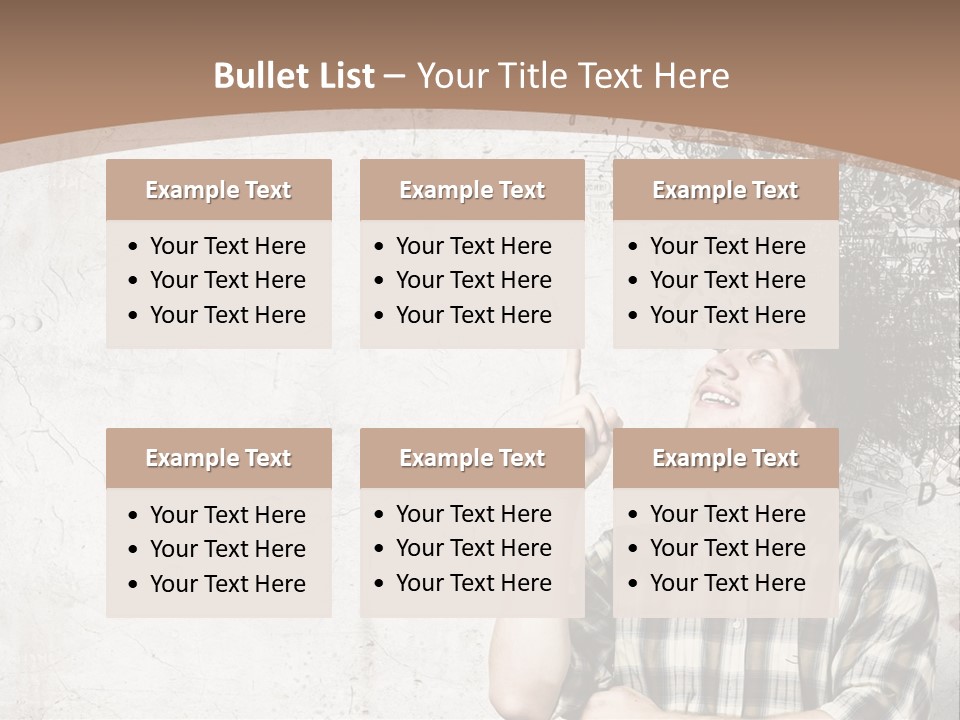 A Man With His Head In The Air Pointing At Something PowerPoint Template