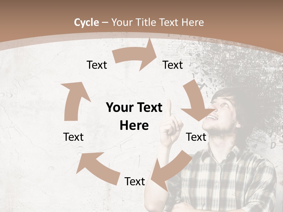 A Man With His Head In The Air Pointing At Something PowerPoint Template
