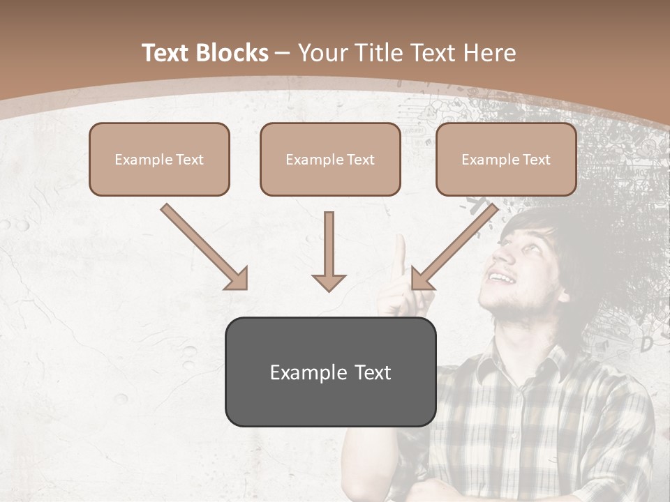 A Man With His Head In The Air Pointing At Something PowerPoint Template