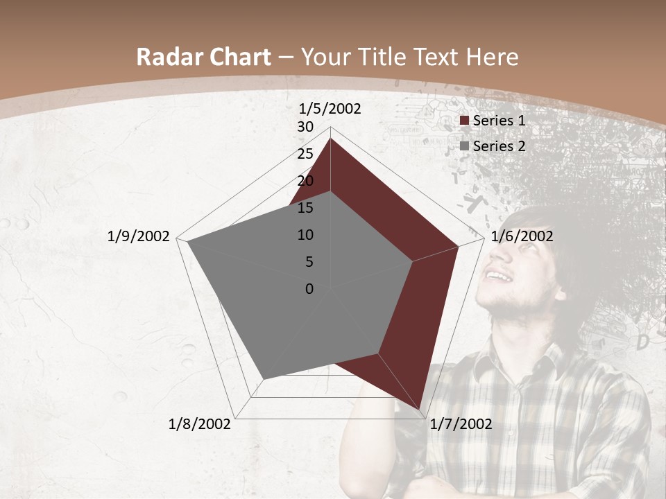A Man With His Head In The Air Pointing At Something PowerPoint Template