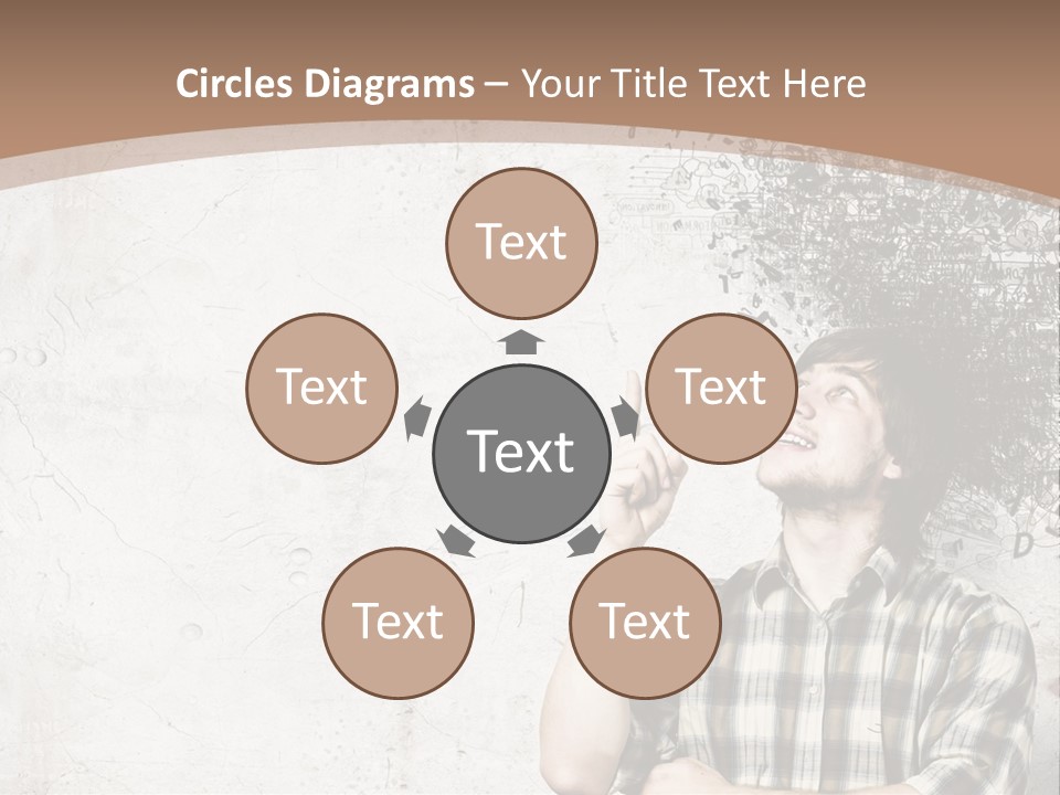 A Man With His Head In The Air Pointing At Something PowerPoint Template