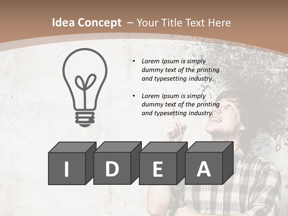 A Man With His Head In The Air Pointing At Something PowerPoint Template