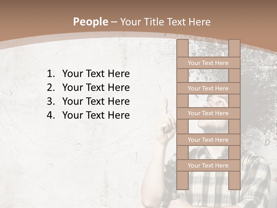 A Man With His Head In The Air Pointing At Something PowerPoint Template