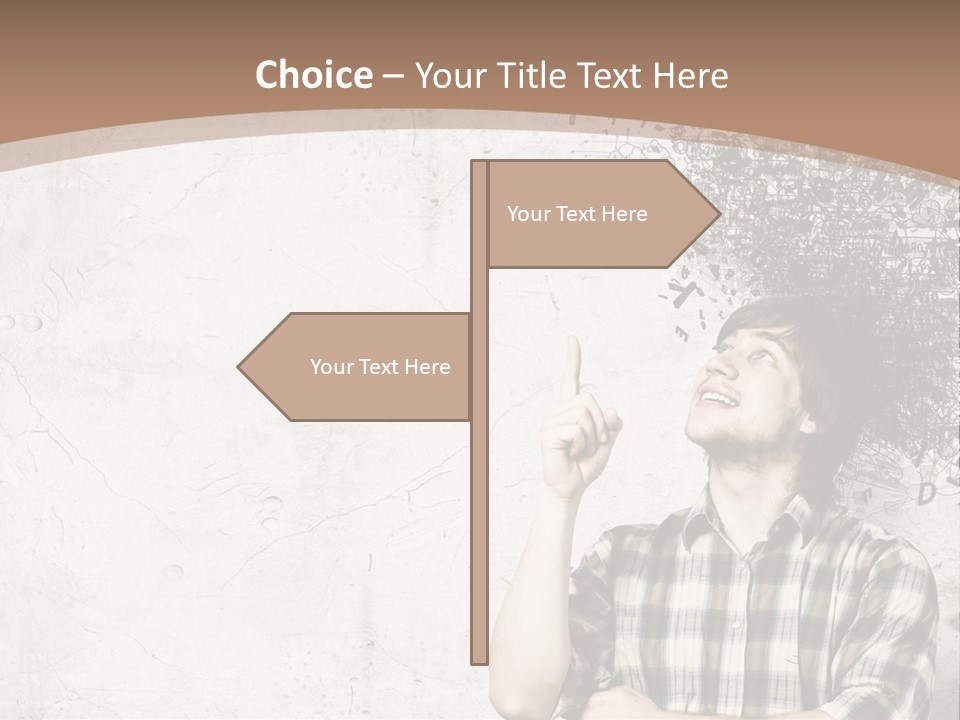 A Man With His Head In The Air Pointing At Something PowerPoint Template