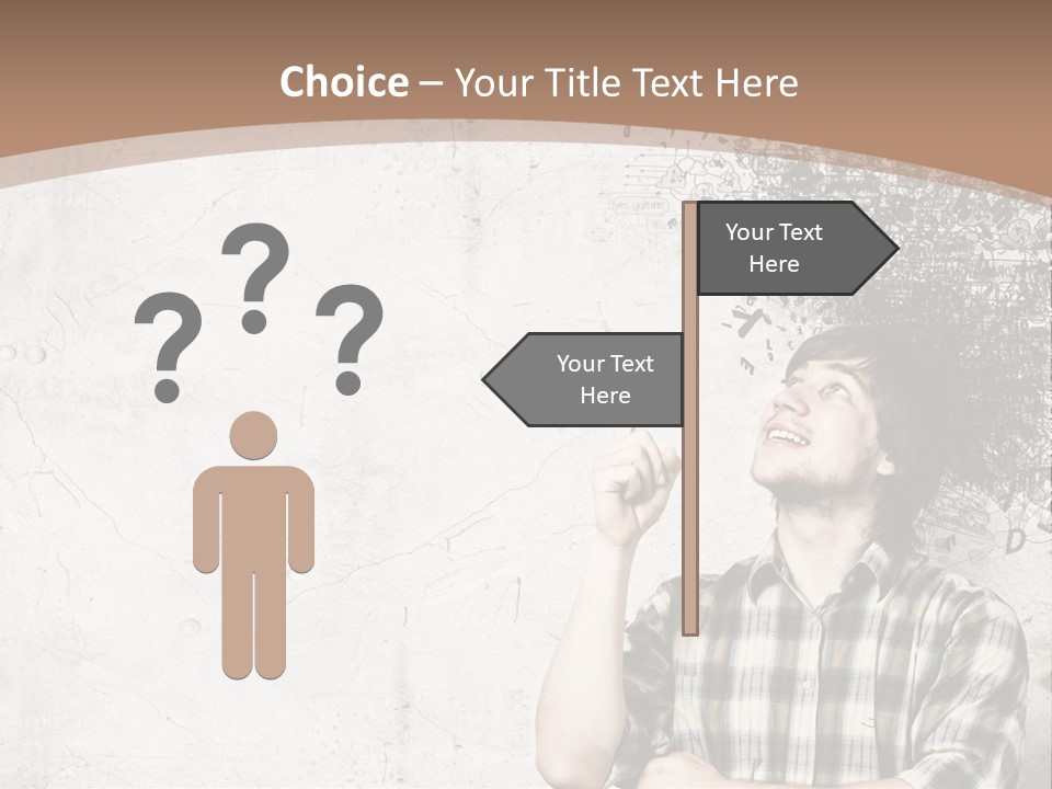 A Man With His Head In The Air Pointing At Something PowerPoint Template