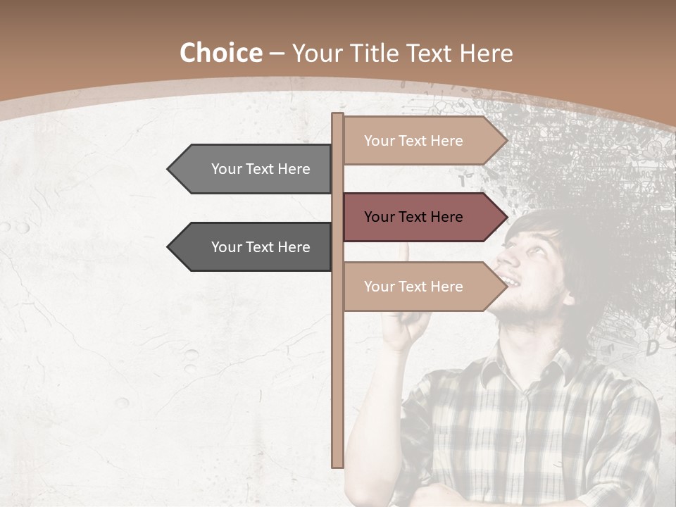 A Man With His Head In The Air Pointing At Something PowerPoint Template