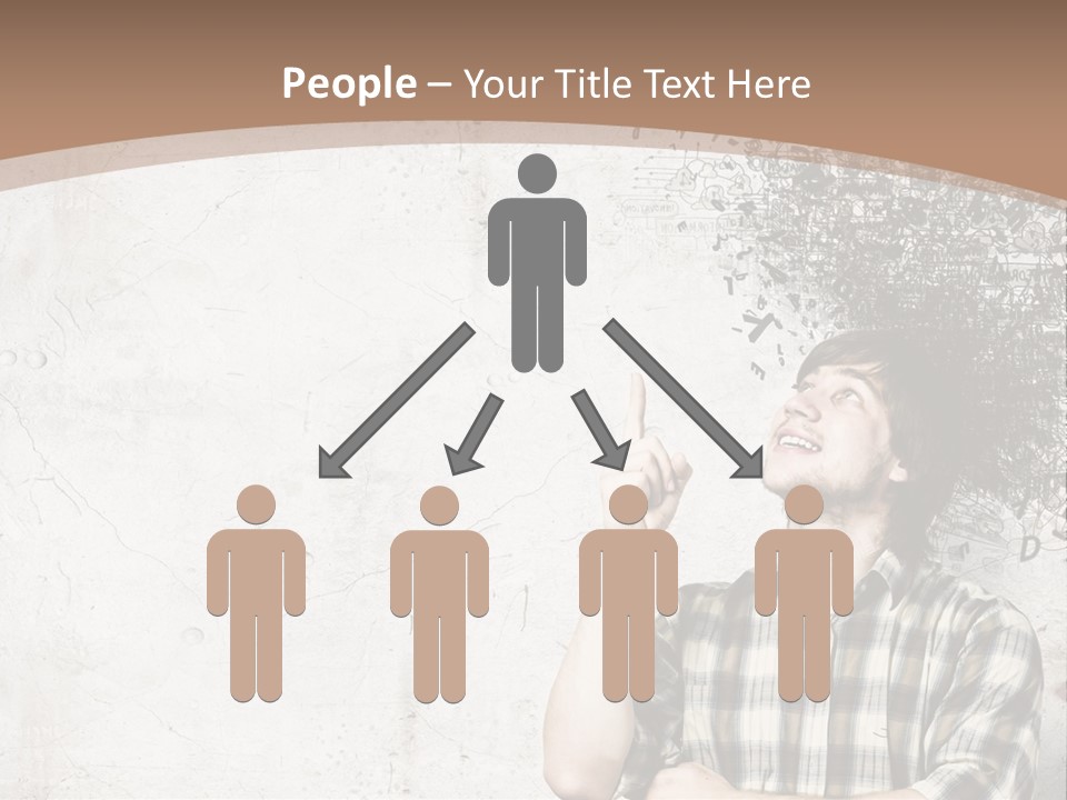 A Man With His Head In The Air Pointing At Something PowerPoint Template