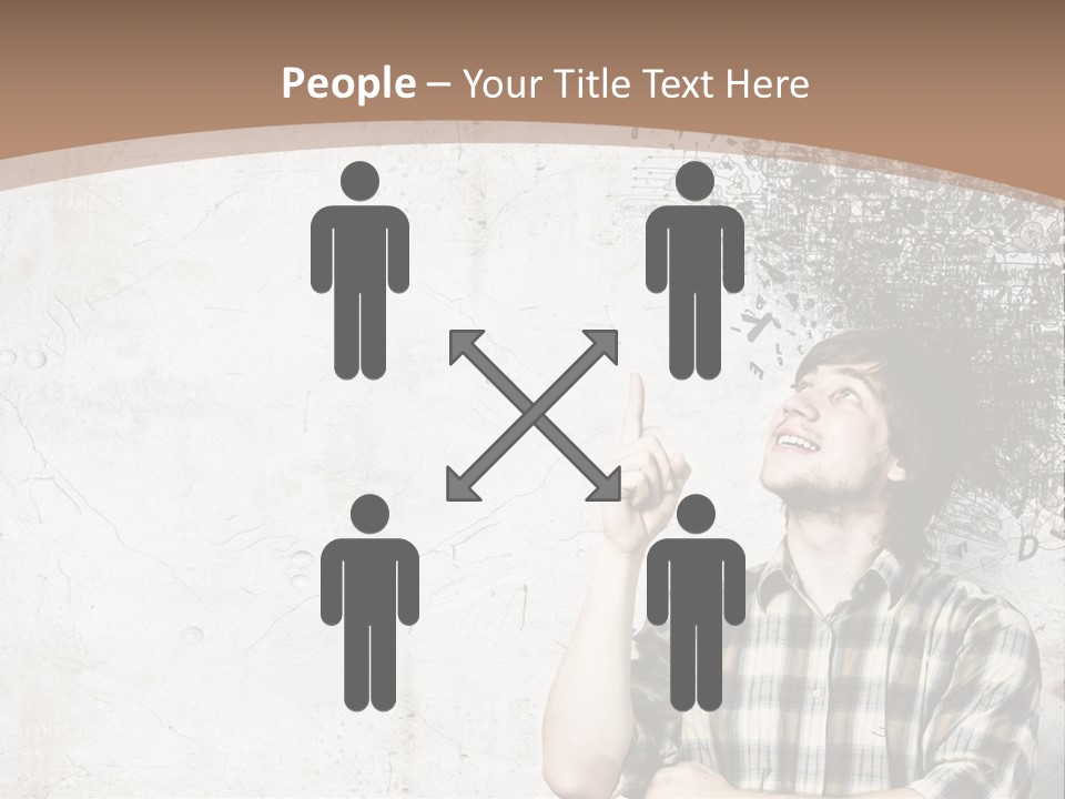 A Man With His Head In The Air Pointing At Something PowerPoint Template