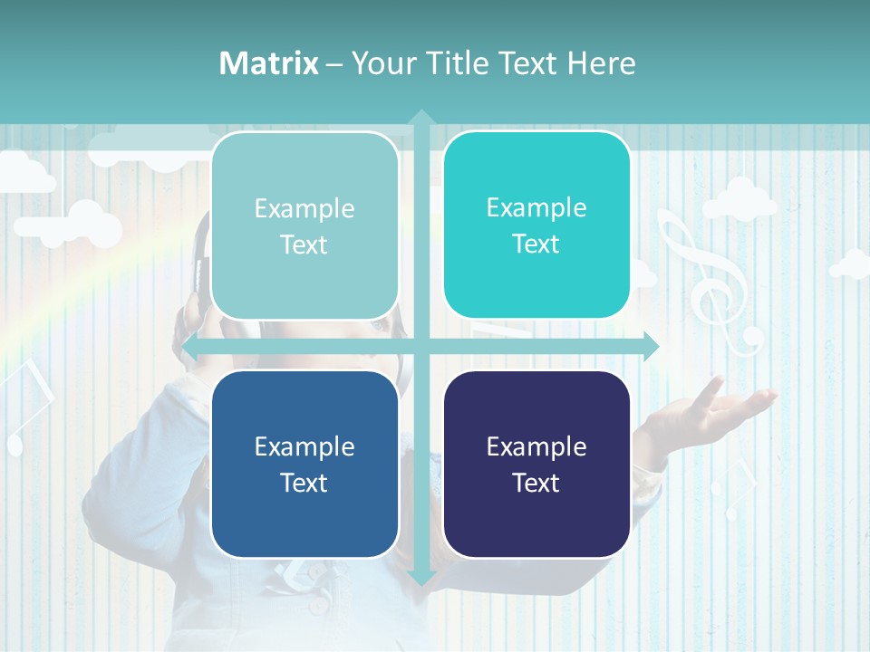 A Little Girl Listening To Headphones With A Rainbow In The Background PowerPoint Template