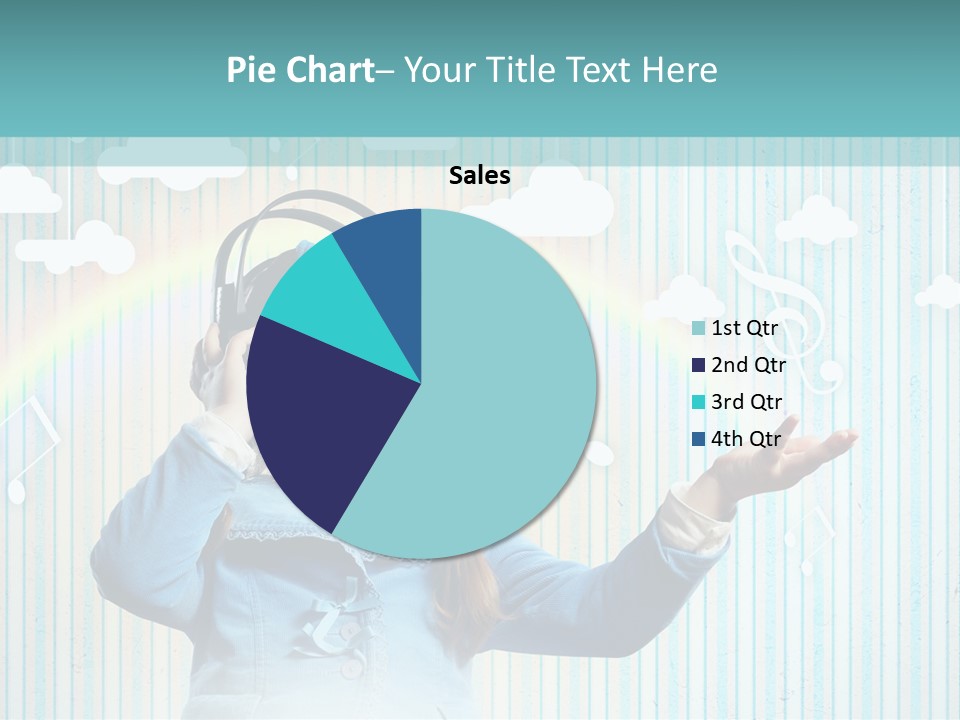 A Little Girl Listening To Headphones With A Rainbow In The Background PowerPoint Template