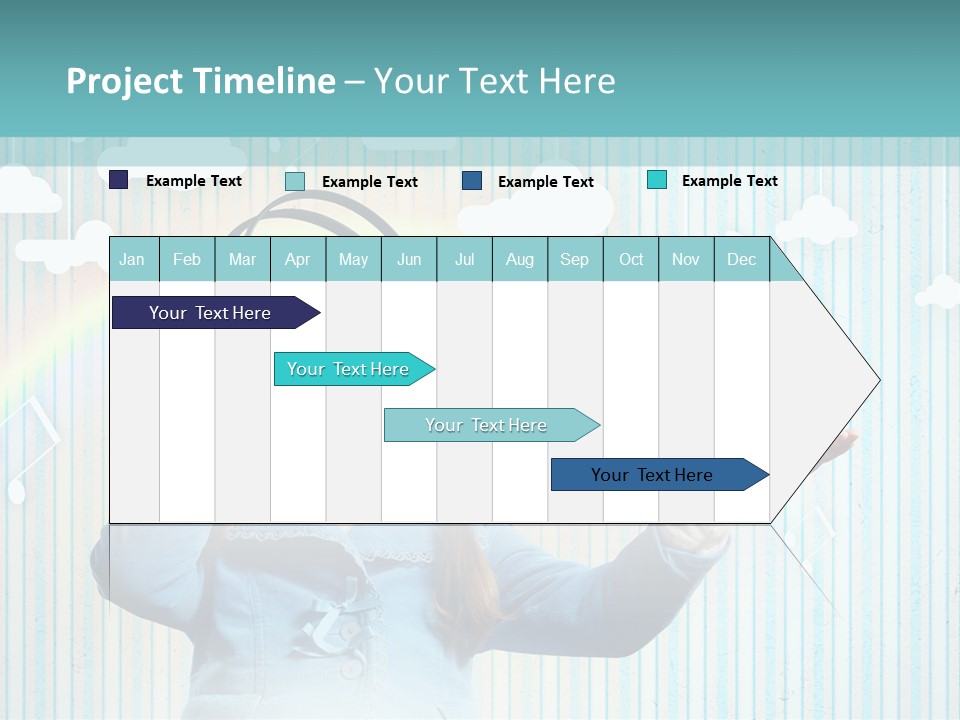 A Little Girl Listening To Headphones With A Rainbow In The Background PowerPoint Template
