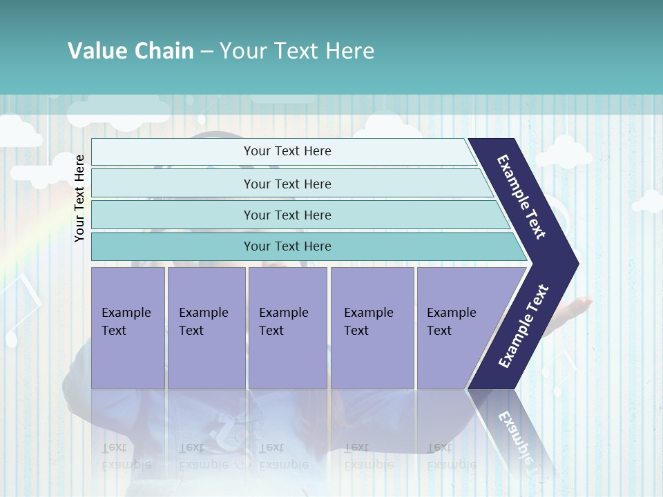 A Little Girl Listening To Headphones With A Rainbow In The Background PowerPoint Template