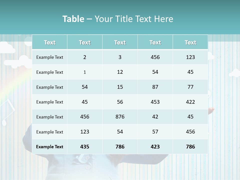 A Little Girl Listening To Headphones With A Rainbow In The Background PowerPoint Template