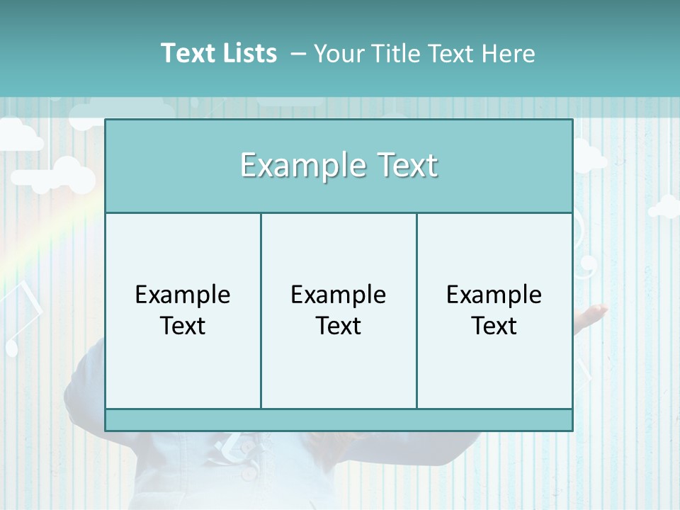 A Little Girl Listening To Headphones With A Rainbow In The Background PowerPoint Template