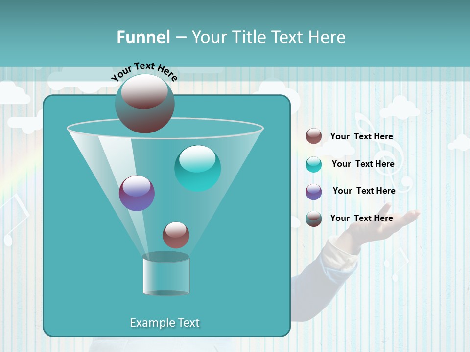 A Little Girl Listening To Headphones With A Rainbow In The Background PowerPoint Template