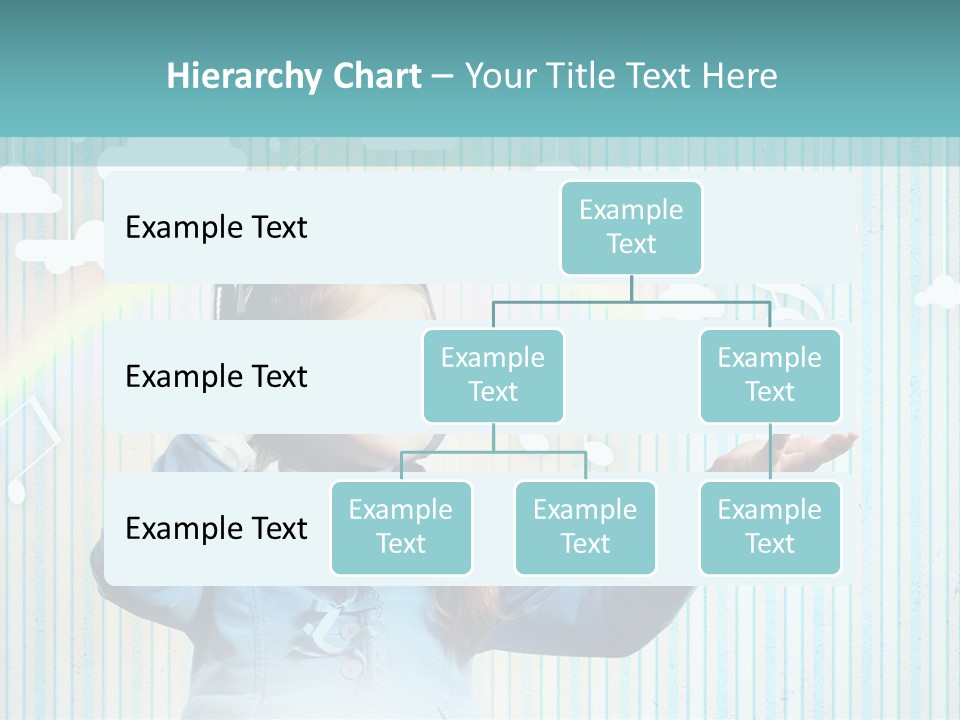 A Little Girl Listening To Headphones With A Rainbow In The Background PowerPoint Template