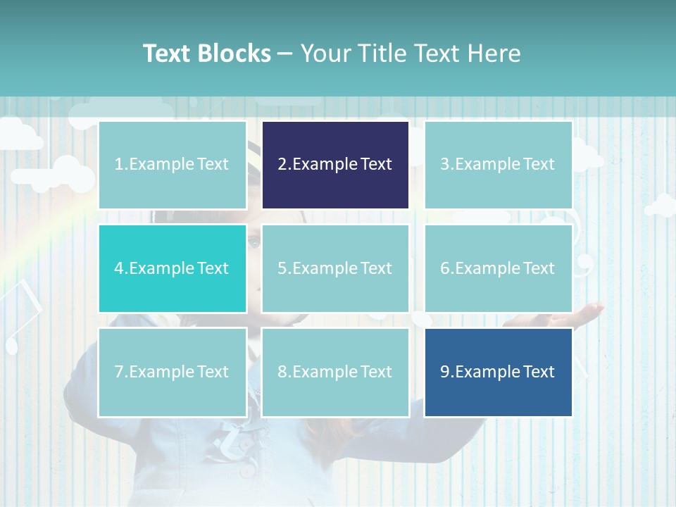 A Little Girl Listening To Headphones With A Rainbow In The Background PowerPoint Template