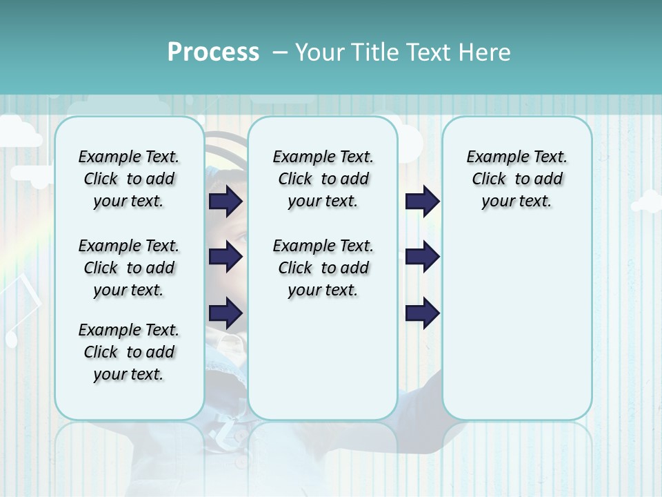 A Little Girl Listening To Headphones With A Rainbow In The Background PowerPoint Template