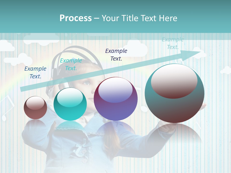 A Little Girl Listening To Headphones With A Rainbow In The Background PowerPoint Template