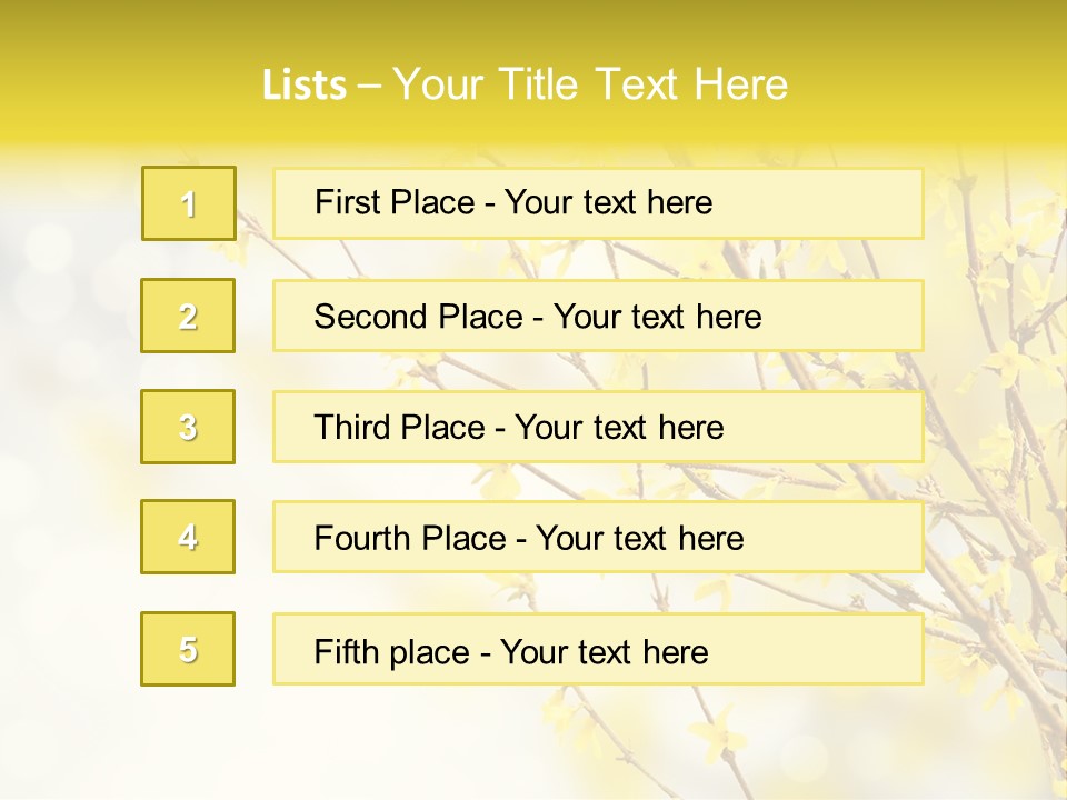 A Branch With Yellow Flowers On A Sunny Day PowerPoint Template